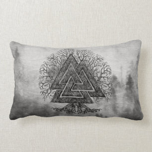 Valknut and Tree of Life Yggdrasil Lumbar Pillow