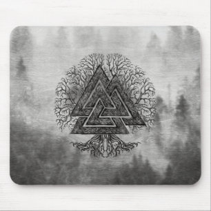 Valknut and Tree of Life Yggdrasil Mouse Pad