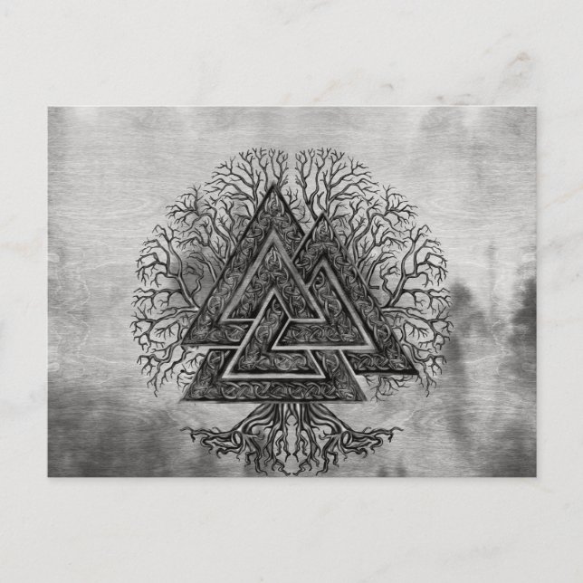 Valknut and Tree of Life Yggdrasil Postcard (Front)