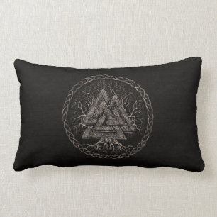 Valknut and Tree of Life Yggrdrasil Lumbar Pillow