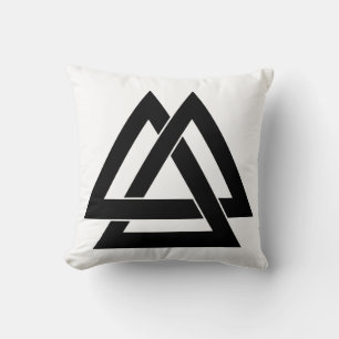 Valknut - Black Throw Pillow