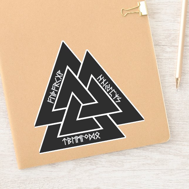 Valknut Etched Runes Sticker (Vinyl) (Notebook)