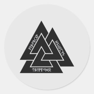 Valknut Etched Runes Stickers (Round)