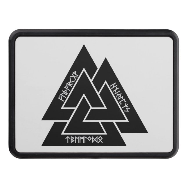 Valknut Etched Runes Trailer Hitch Cover (Front)