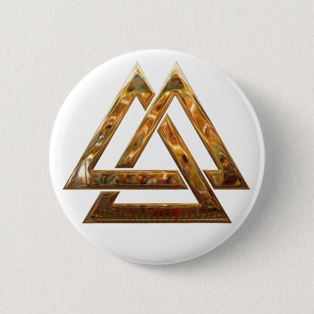 Valknut - gold 2 inch round button (Front)