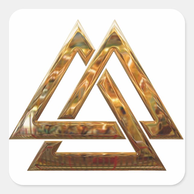 Valknut - gold square sticker (Front)