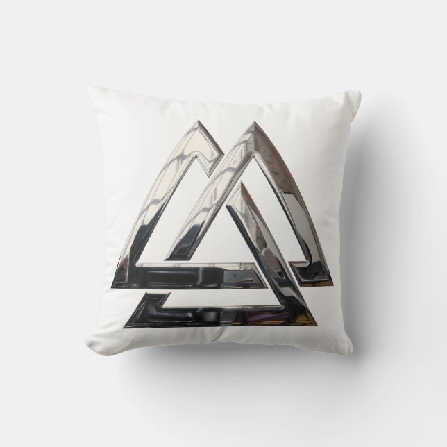 Valknut - silver throw pillow (Front)