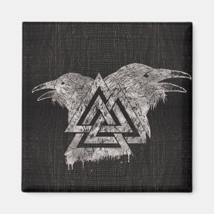 Valknut Symbol and Raven Magnet