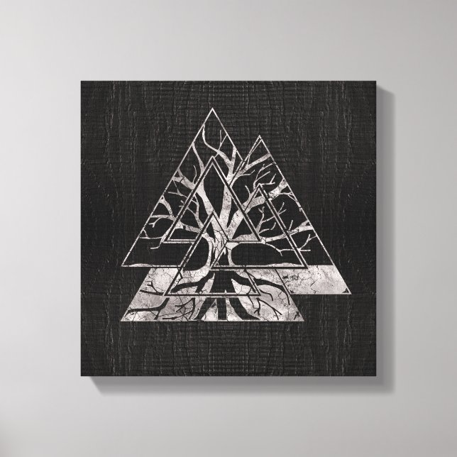Valknut Symbol and Tree of life  -Yggdrasil Canvas Print (Front)