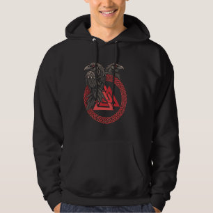 Valknut Symbol - Huginn and Muninn - Viking Raven Hoodie