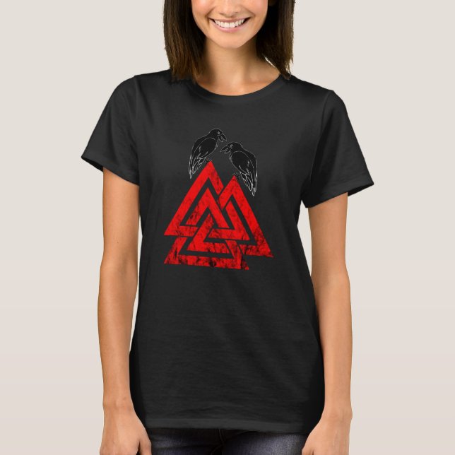 Valknut Symbol Odin Raven Norse Mythology Viking W T-Shirt (Front)