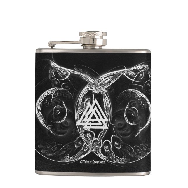 VALKNUT . Viking's raising Hip Flask (Front)