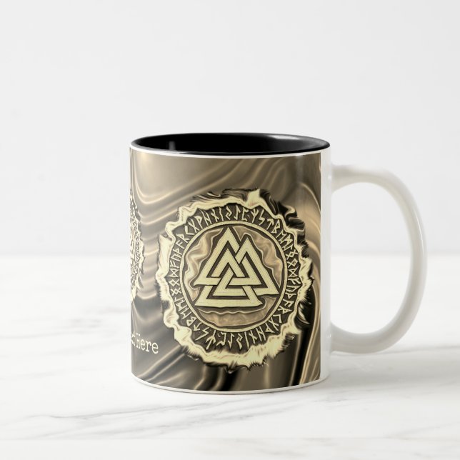 Valknut (Warped) Two-Tone Coffee Mug (Right)