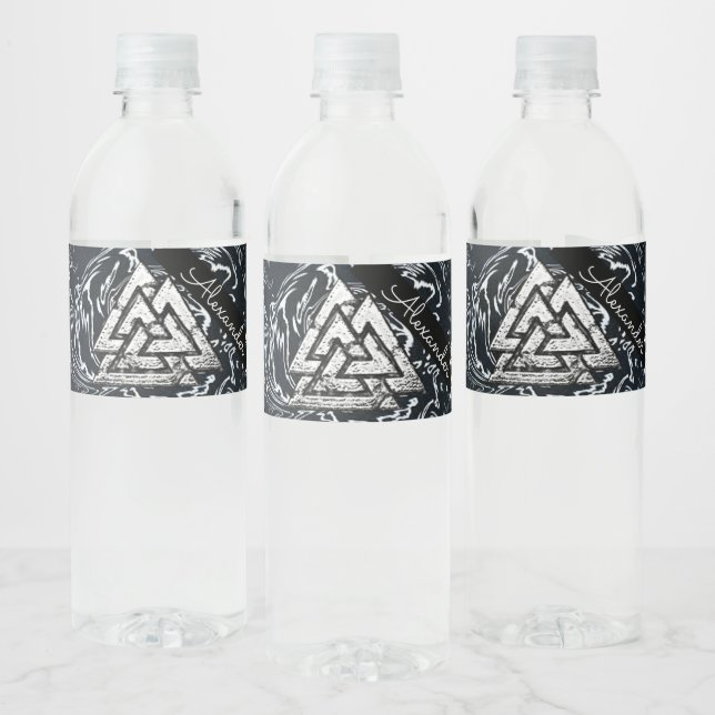 Valknut~ (Wavy) Water Bottle Label (Bottles)