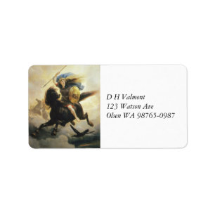 Valkyrie with Shield on Horseback Label