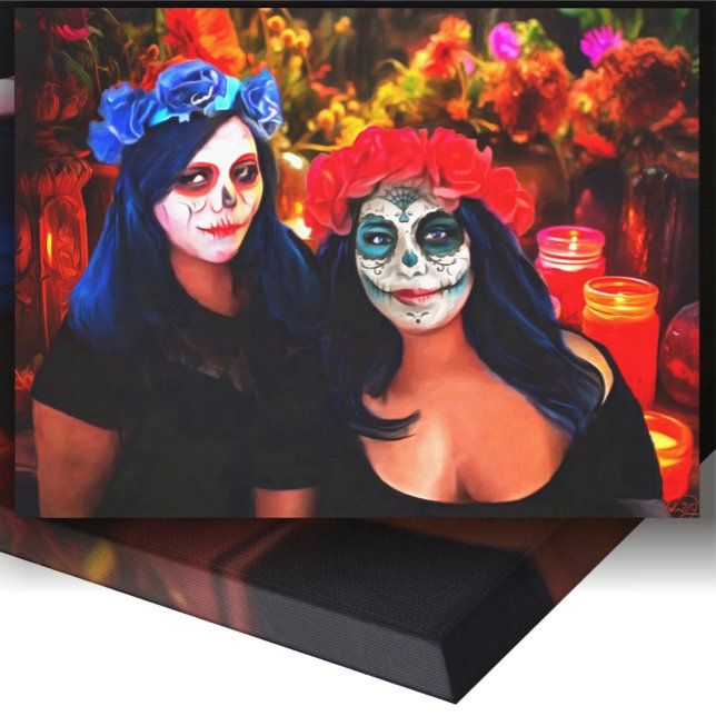 Vallarta Catrinas with Flowers & Candles 1718 Art Canvas Print (Creator Uploaded)