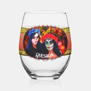 Vallarta Catrinas with Flowers & Candles 1718 Stemless Wine Glass