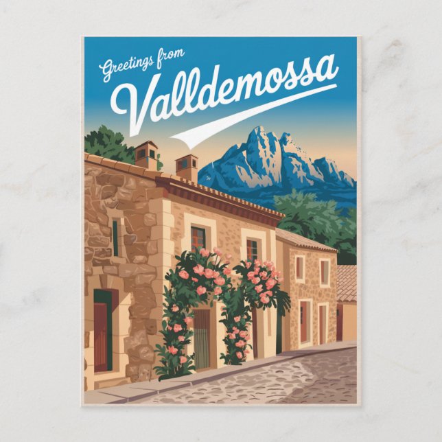Valldemossa Mallorca vintage Postcard (Front)