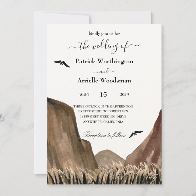 Vallée avec des aigles invitations de mariage de l (Devant)