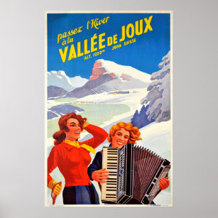 Vallee De Joux Switzerland Vintage Swiss Travel Poster