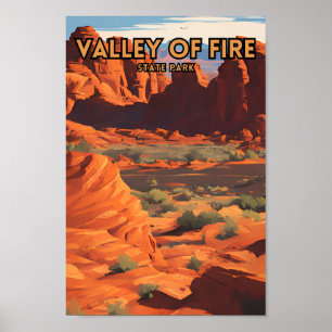 Vallée des incendies Parc d'état Rétro Affiche de 