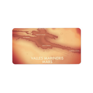 Valles marineris Mars map Label