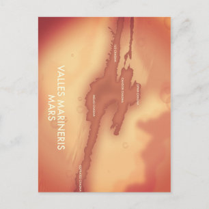 Valles marineris Mars map Postcard