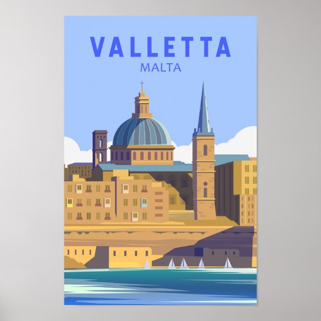 Valletta Malta Travel Vintage Art Poster (Front)