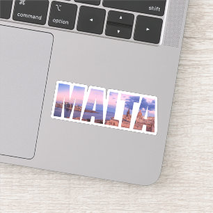 Valletta old town and harbor Malta text