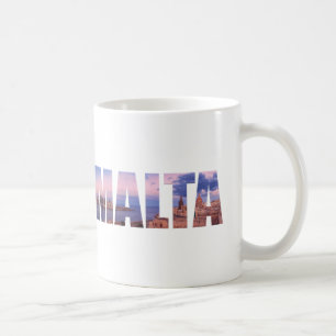 Valletta old town and harbor Malta text Coffee Mug