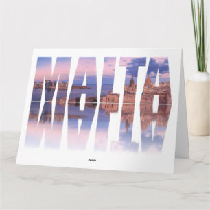 Valletta old town and harbor Malta text reflection Card