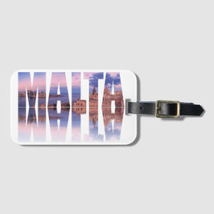 Valletta old town and harbor Malta text reflection Luggage Tag