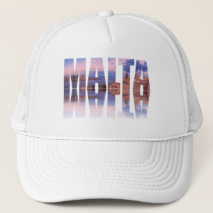 Valletta old town and harbor Malta text reflection Trucker Hat