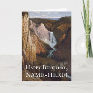 Valley and Waterfall Vintage Look Birthday Card