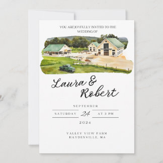 Valley Hill Farm Massachusetts Watercolor Invite