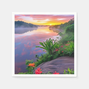 Valley Nature Outdoors Landscape Calm Tranquil Art Napkin