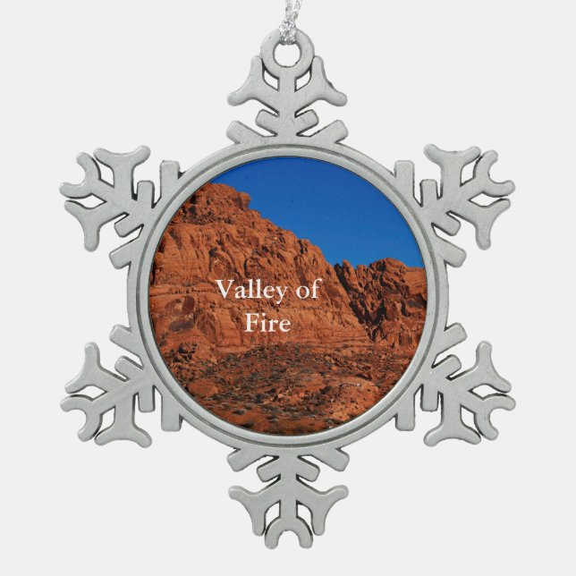 Valley of Fire Snowflake Pewter Christmas Ornament (Front)