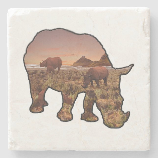 Valley Of The Rhinoceros,    Stone Coaster (Front)