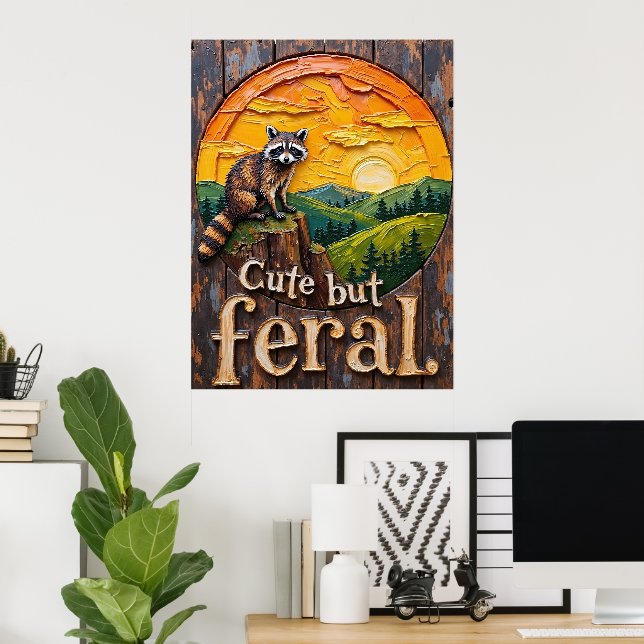 Valley Vista: Raccoon in the Twilight Poster (Home Office)