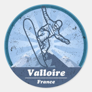 Valloire Ski resort - Snowboard Classic Round Sticker