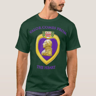 Valour Comes From The Heart Purple Heart Military  T-Shirt