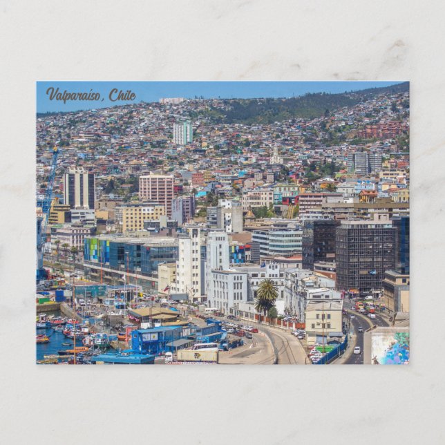 Valparaiso, Chile, City View Postcard (Front)