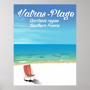 Valras-Plage France affiche de voyage de plage.