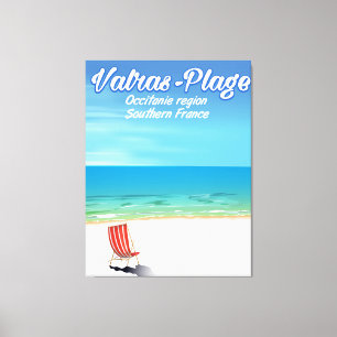 Valras-Plage France beach travel poster. Canvas Print