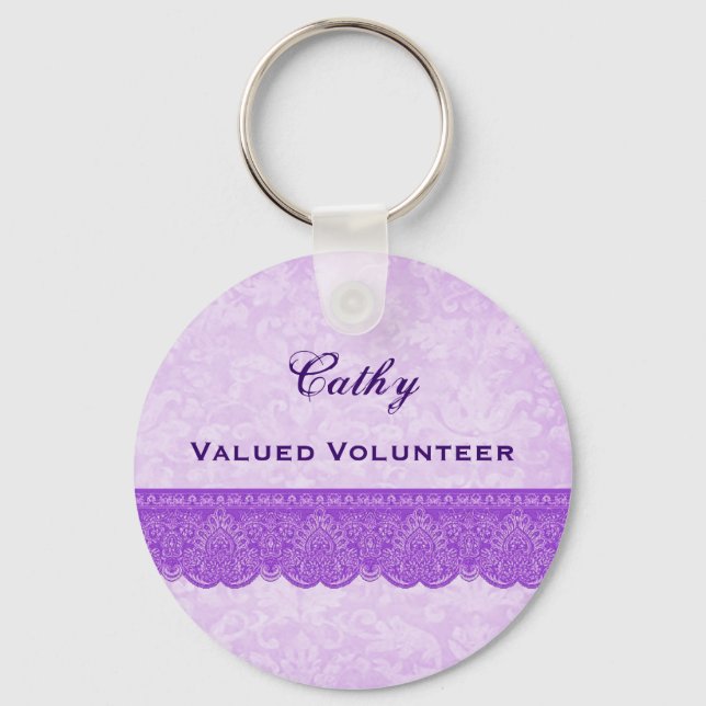 Valued Volunteer Orchid Purple F431 Keychain (Front)