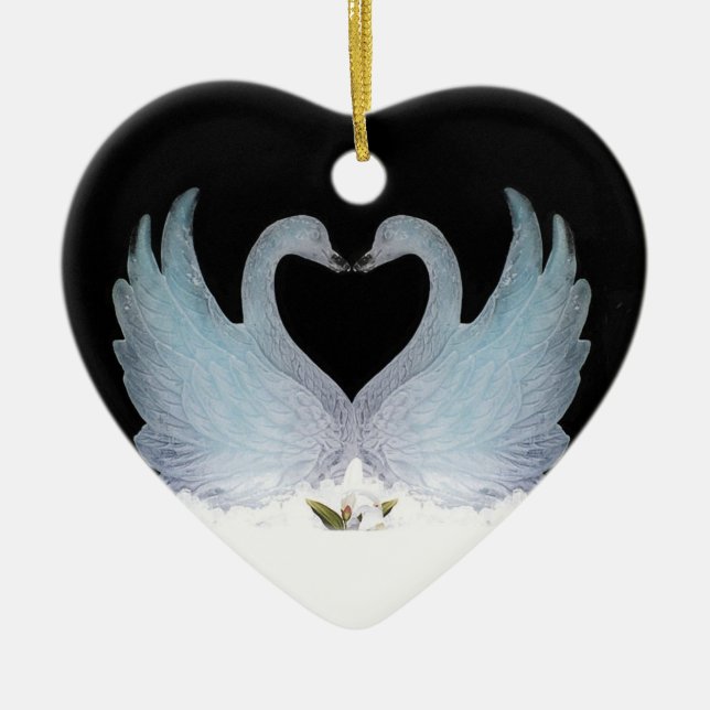 Valuegem Love Swans Hart  Ornament (Front)