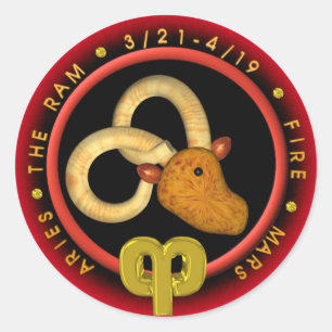 Valxart Aries  zodiac logo Classic Round Sticker