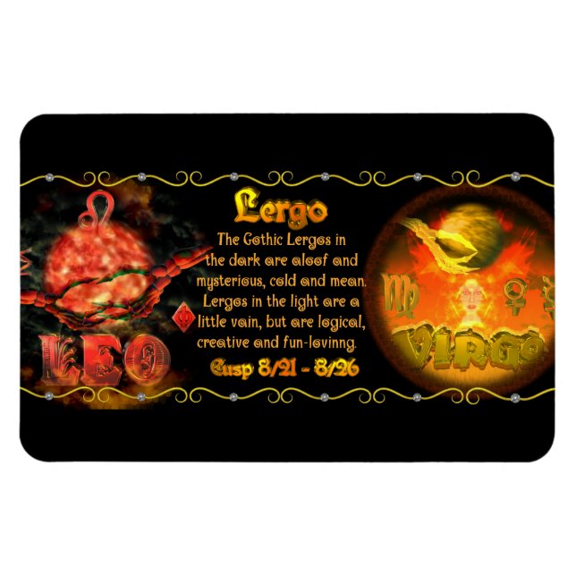 Valxart Gothic zodiac born Leo Virgo Cusp Magnet (Horizontal)