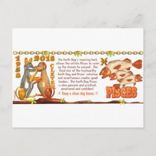 ValxArt Zodiac Earth Dog Pisces born 1958 2018 Postcard