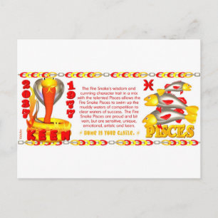 Valxart zodiac fire snake born Pisces Postcard